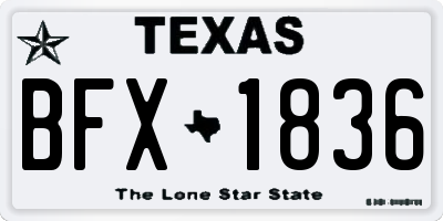 TX license plate BFX1836