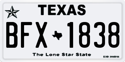 TX license plate BFX1838