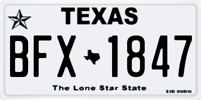 TX license plate BFX1847