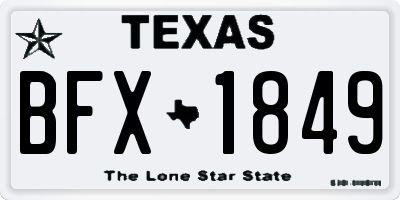 TX license plate BFX1849