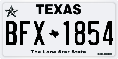 TX license plate BFX1854