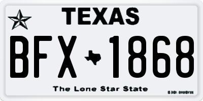 TX license plate BFX1868