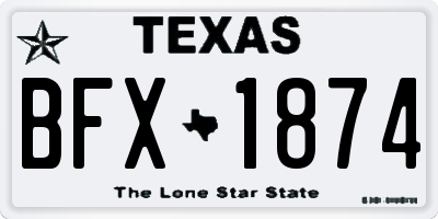 TX license plate BFX1874