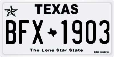 TX license plate BFX1903