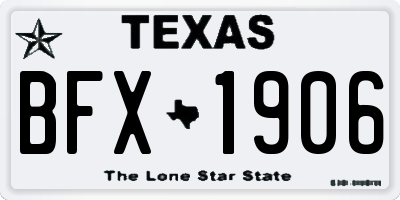 TX license plate BFX1906