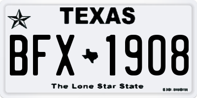 TX license plate BFX1908