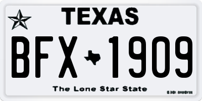 TX license plate BFX1909