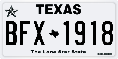 TX license plate BFX1918