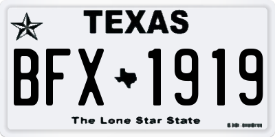 TX license plate BFX1919