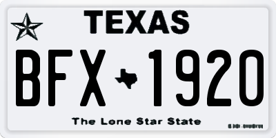 TX license plate BFX1920