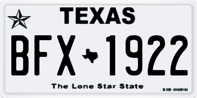 TX license plate BFX1922
