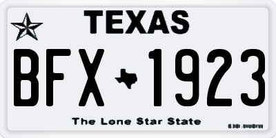 TX license plate BFX1923