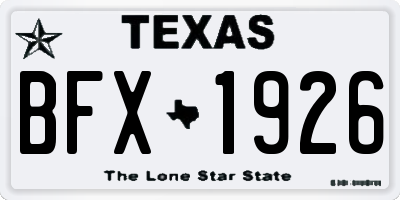 TX license plate BFX1926