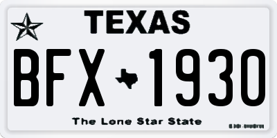 TX license plate BFX1930