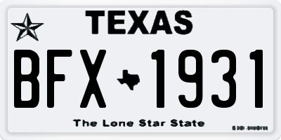 TX license plate BFX1931