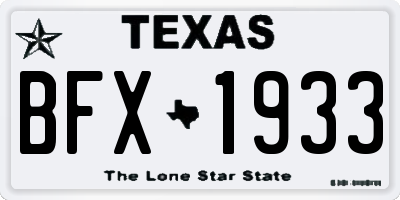 TX license plate BFX1933