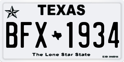 TX license plate BFX1934