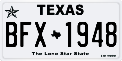 TX license plate BFX1948