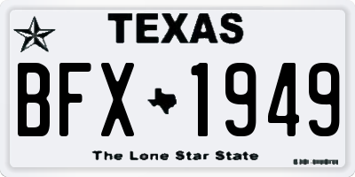 TX license plate BFX1949