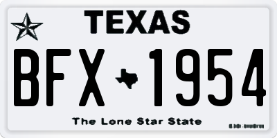 TX license plate BFX1954