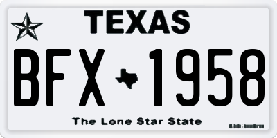 TX license plate BFX1958