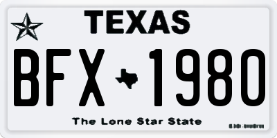 TX license plate BFX1980