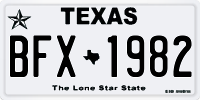 TX license plate BFX1982