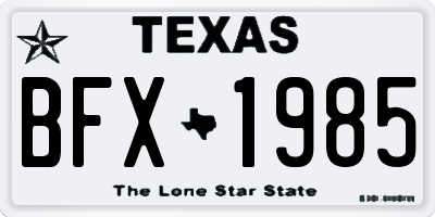 TX license plate BFX1985