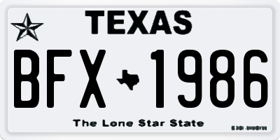 TX license plate BFX1986