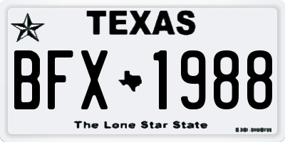 TX license plate BFX1988