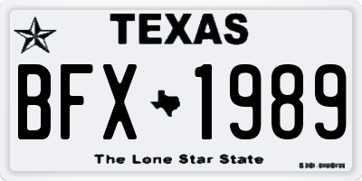 TX license plate BFX1989