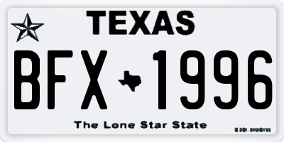TX license plate BFX1996