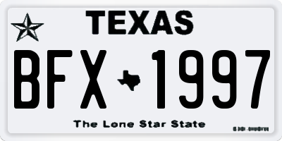 TX license plate BFX1997