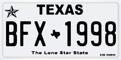 TX license plate BFX1998