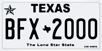 TX license plate BFX2000