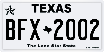 TX license plate BFX2002