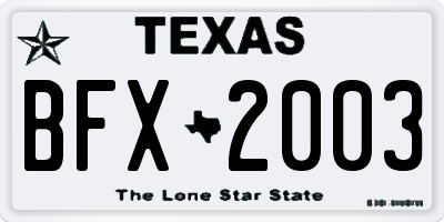 TX license plate BFX2003