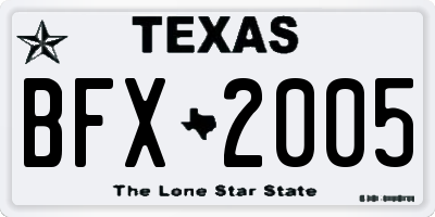 TX license plate BFX2005