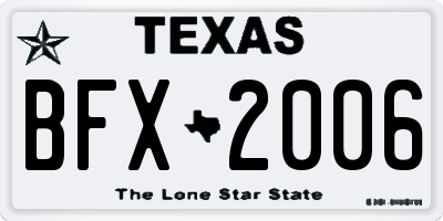 TX license plate BFX2006