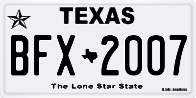 TX license plate BFX2007