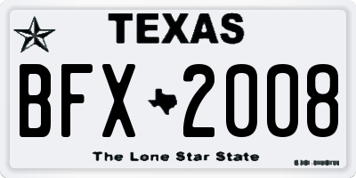 TX license plate BFX2008