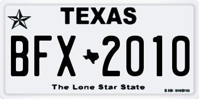 TX license plate BFX2010