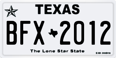 TX license plate BFX2012