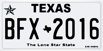 TX license plate BFX2016