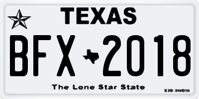 TX license plate BFX2018