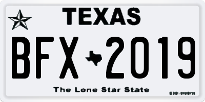 TX license plate BFX2019
