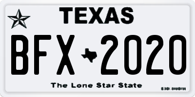 TX license plate BFX2020