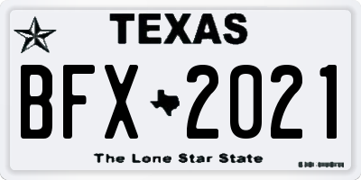 TX license plate BFX2021
