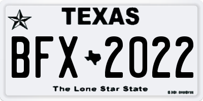 TX license plate BFX2022