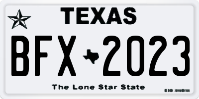 TX license plate BFX2023